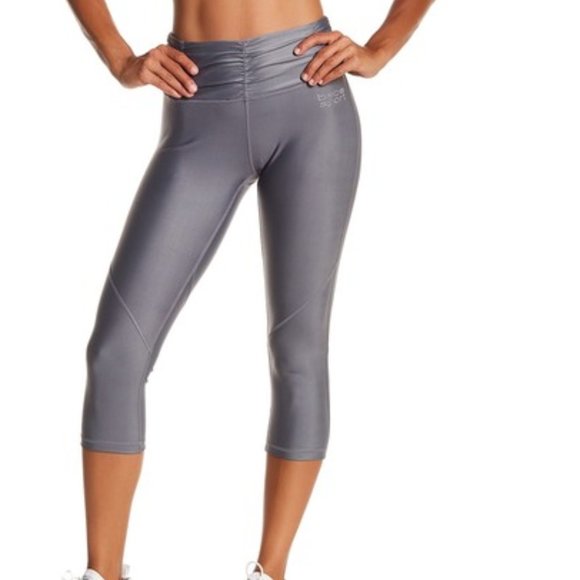 bebe Pants - Bebe Ruched Gray Capri Leggings Rhinestone Detail